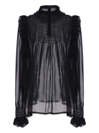 Semi-Sheer Crepe Blouse
