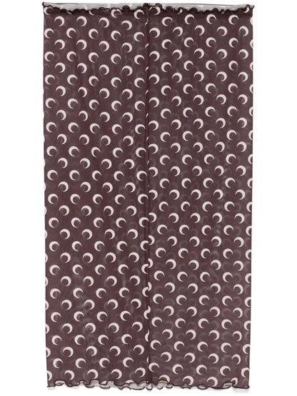 Crescent Moon-Print Midi Skirt