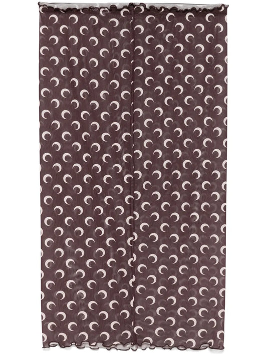 Crescent Moon-Print Midi Skirt