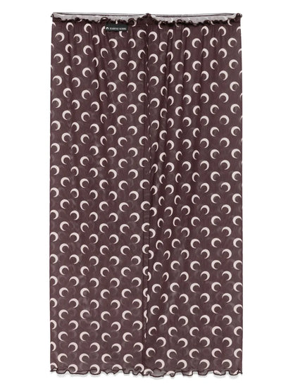 Crescent Moon-Print Midi Skirt