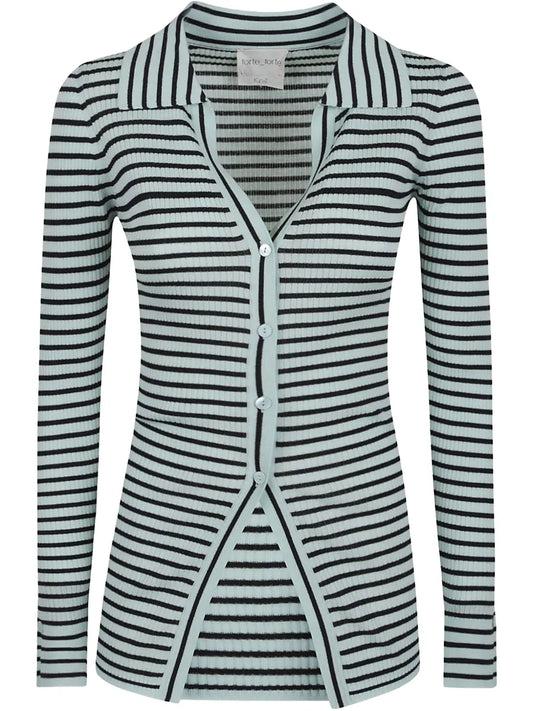 Striped Button-Up Cardigan