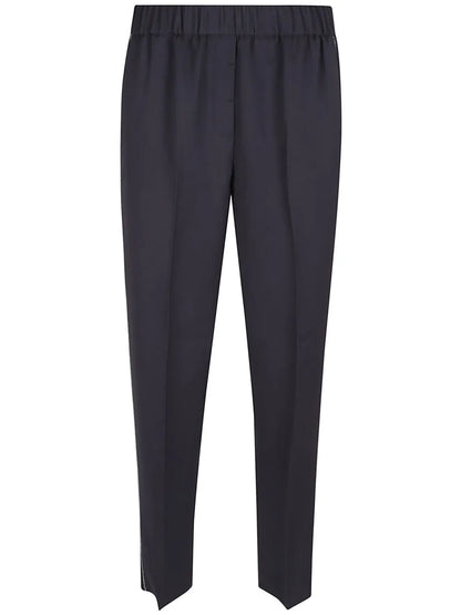 Elasticated-Waist Tailored Trousers