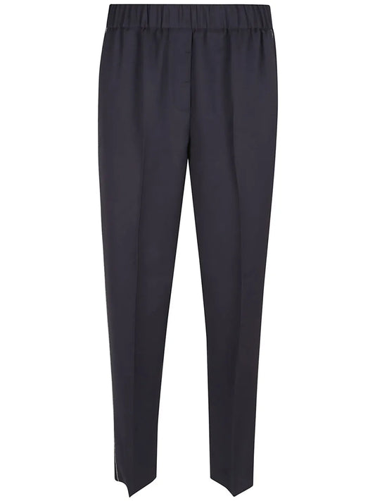 Elasticated-Waist Tailored Trousers