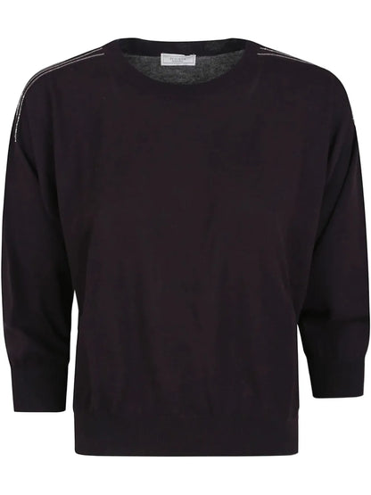 Sequined Shoulder-Detail Sweater