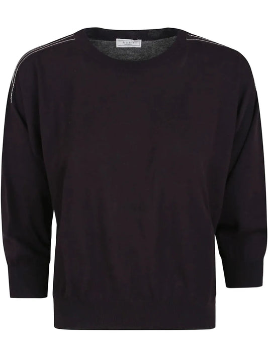 Sequined Shoulder-Detail Sweater
