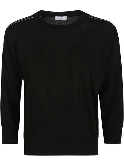 Satin-Trimmed Sweater