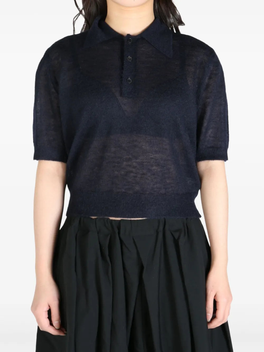 Fine-Knit Sheer Polo Shirt
