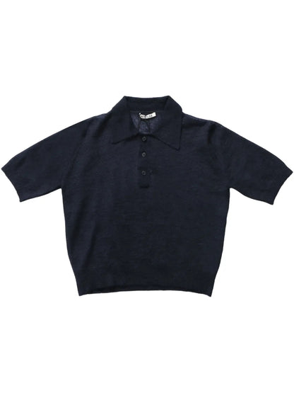 Fine-Knit Sheer Polo Shirt