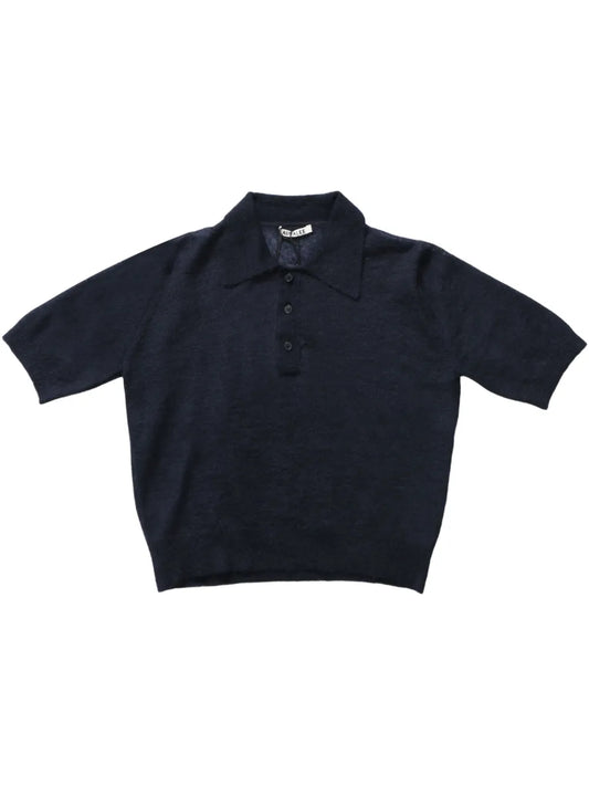 Fine-Knit Sheer Polo Shirt