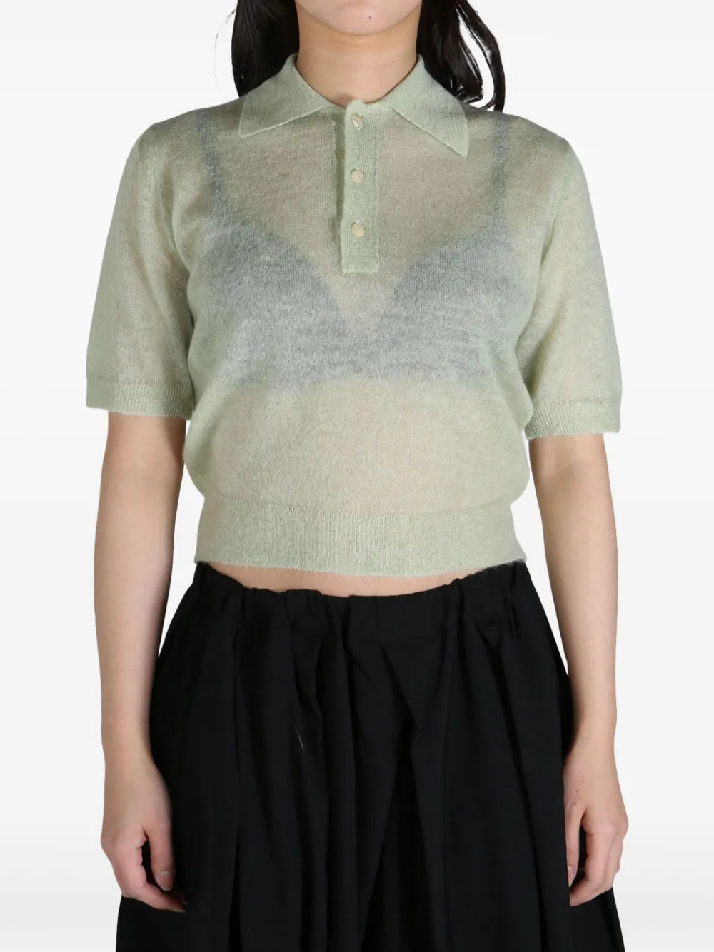 Fine-Knit Sheer Polo Shirt