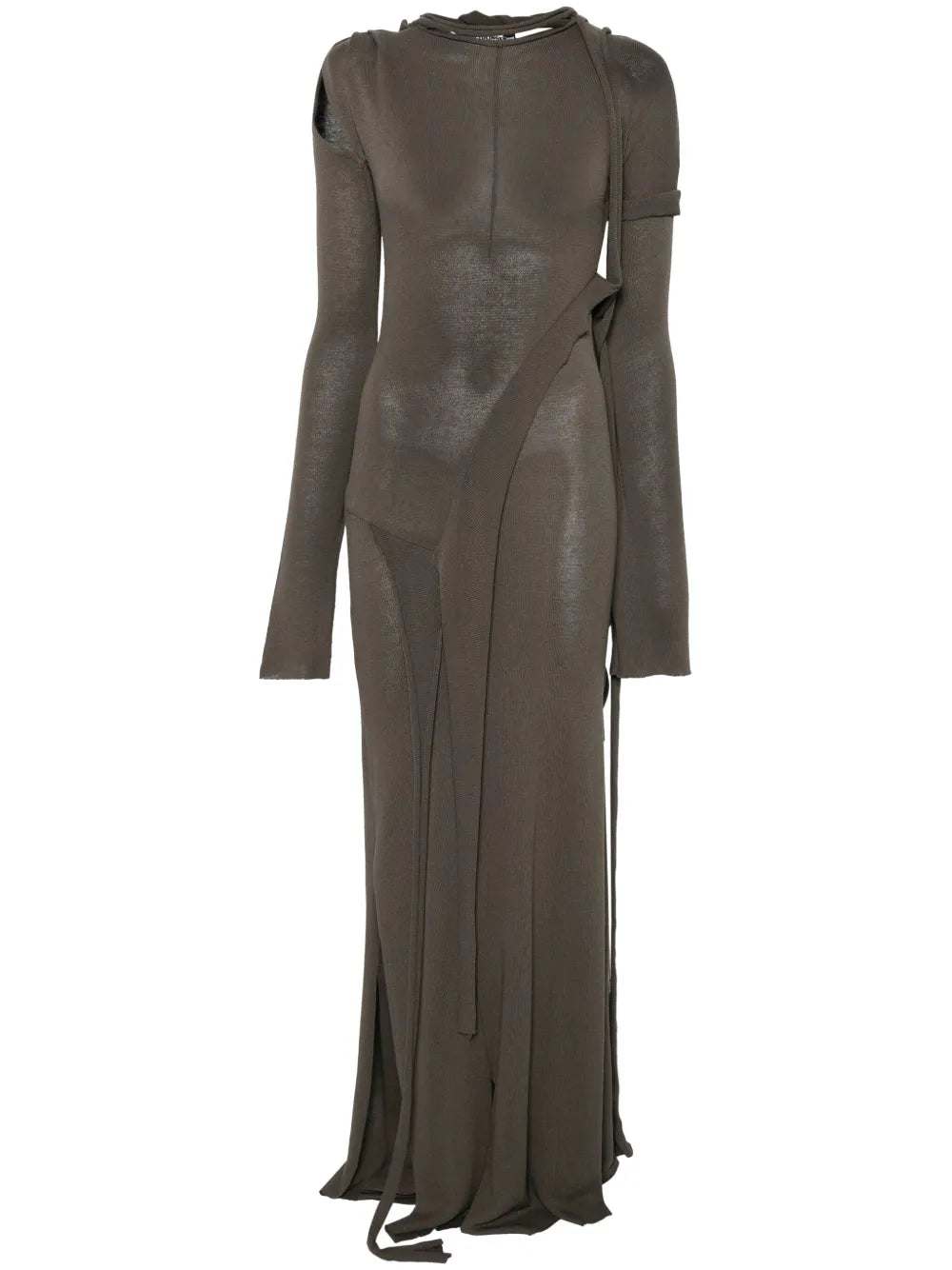 Deconstructed Long-Sleeve Maxi Dress