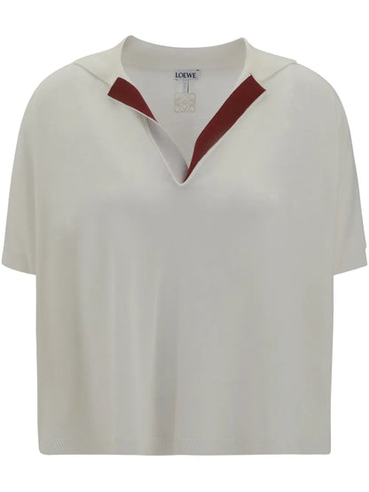 Collar-Detail Short-Sleeve Top