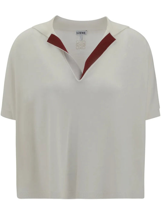 Collar-Detail Short-Sleeve Top