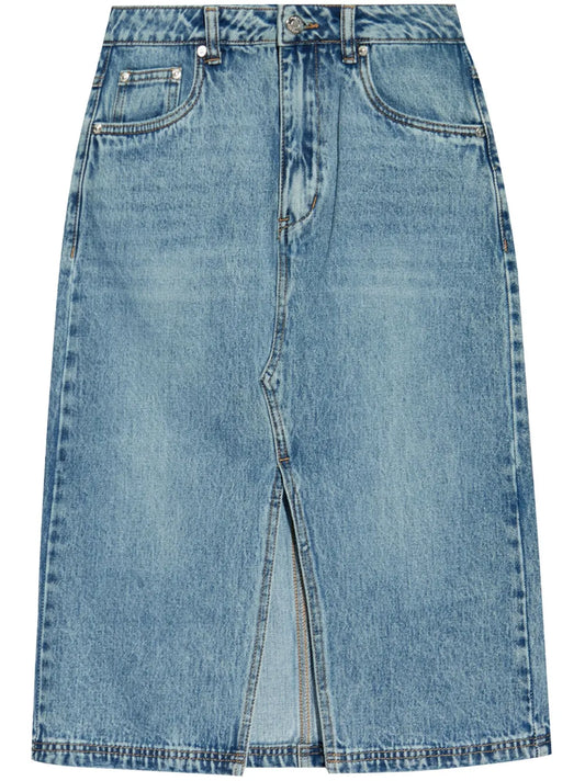 Logo Patch Denim Skirt