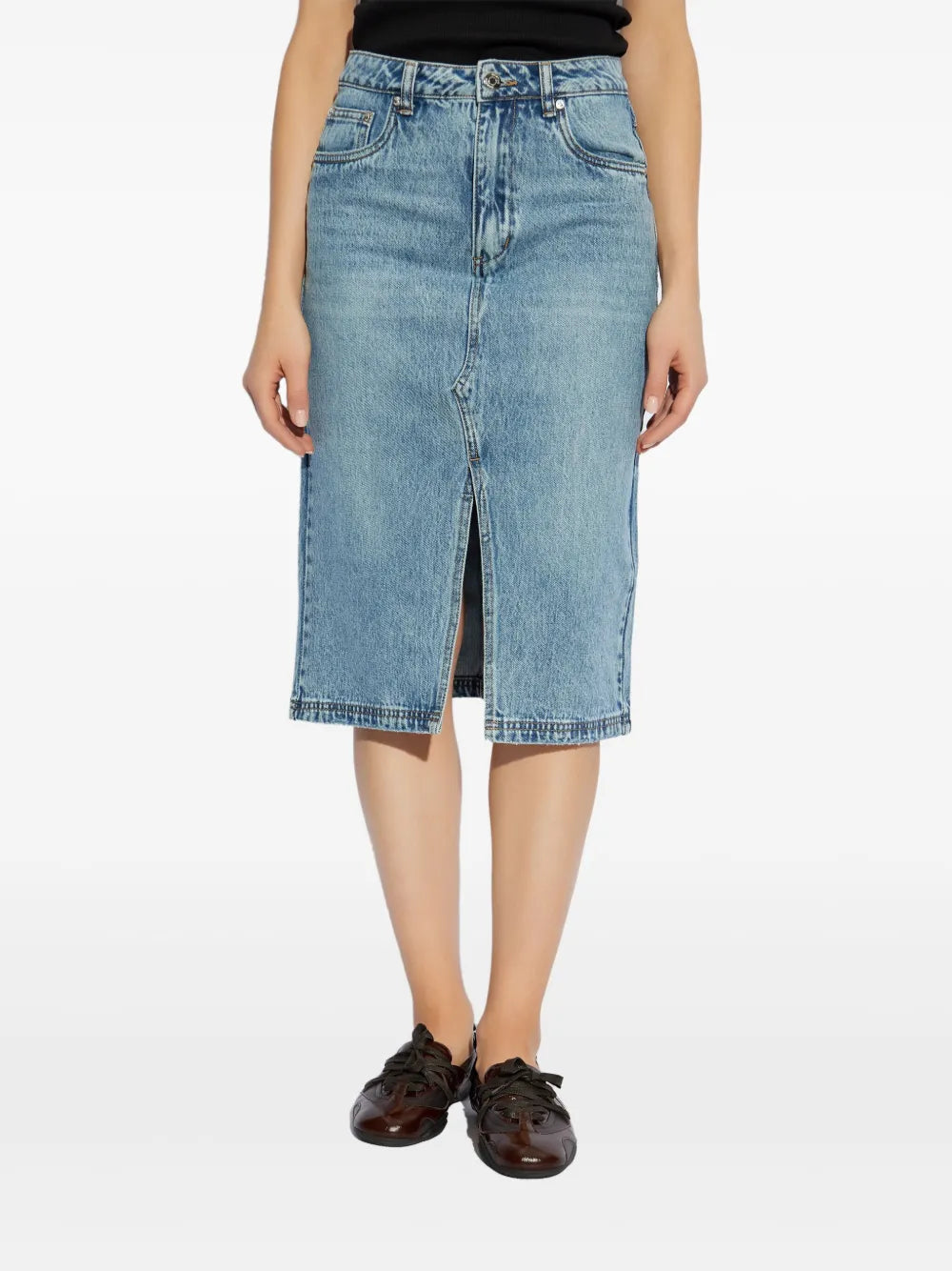 Logo Patch Denim Skirt