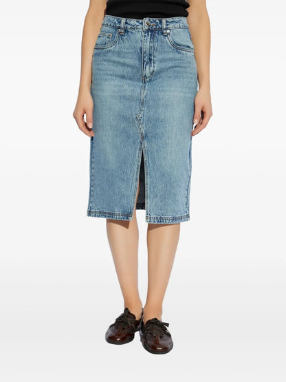 Logo Patch Denim Skirt