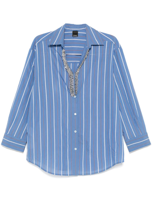 Crystal-Embellished Striped Shirt