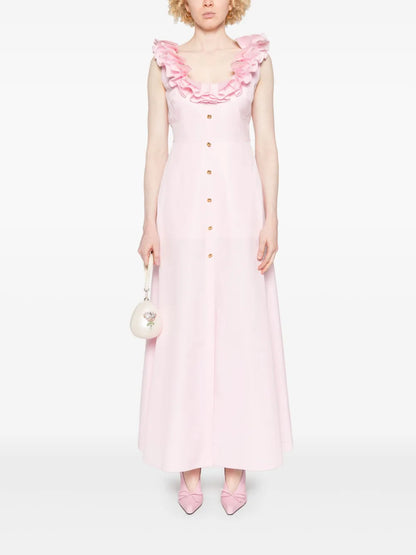 Ruffled-Detail Midi Dress