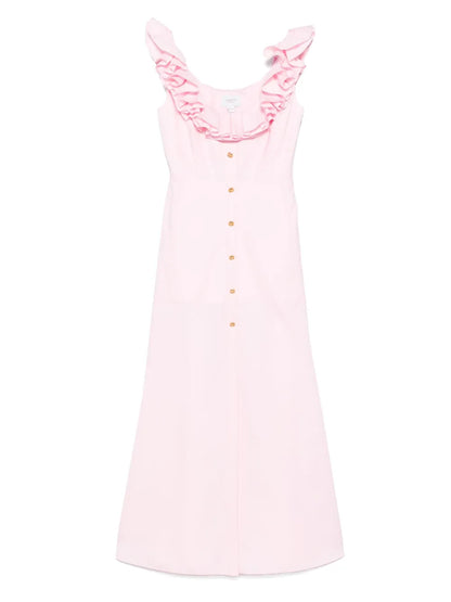 Ruffled-Detail Midi Dress