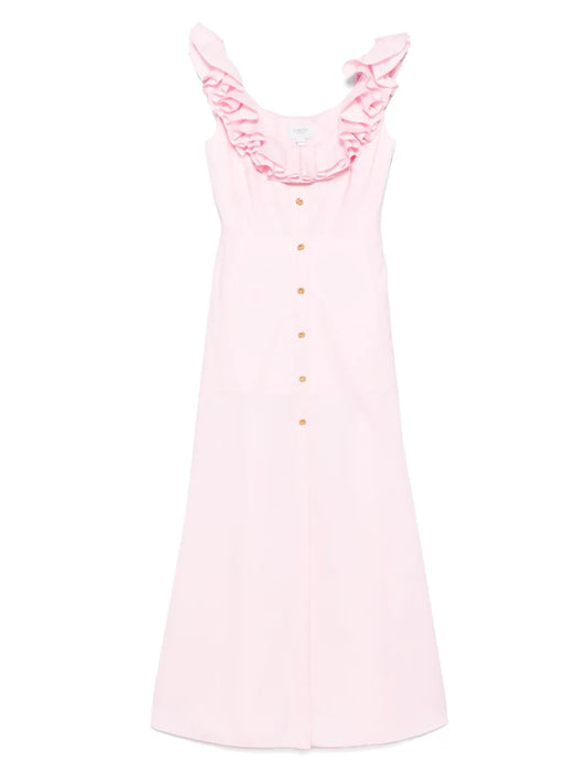 Ruffled-Detail Midi Dress