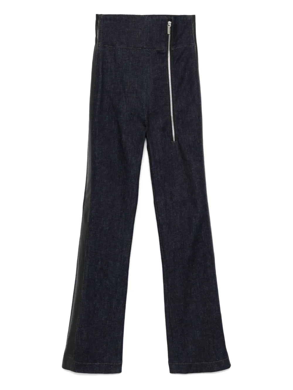 Leather-Trim Jeans