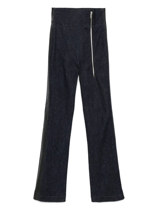 Leather-Trim Jeans