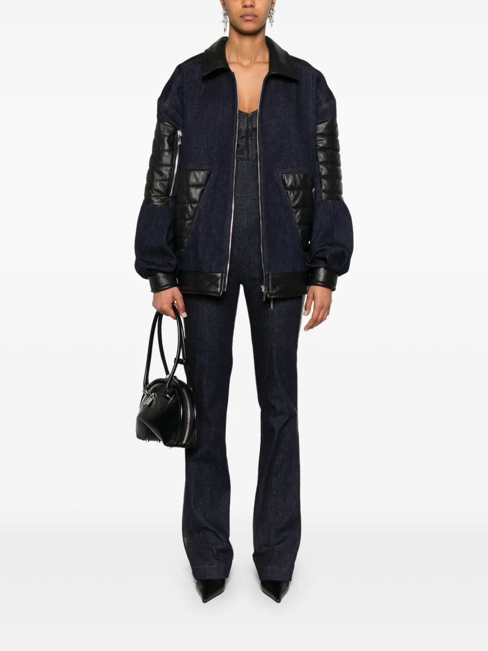 Leather-Trim Jeans