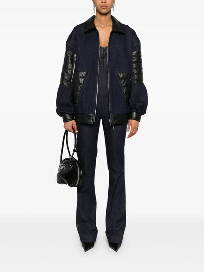 Leather-Trim Jeans