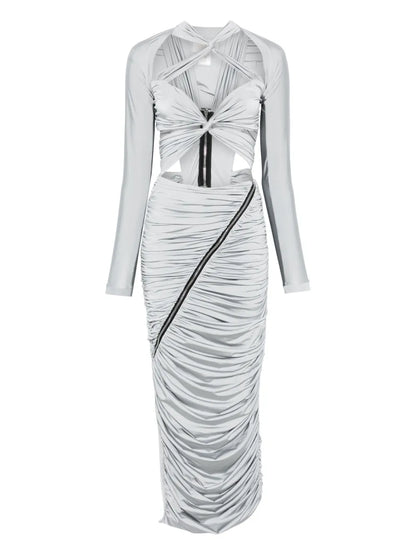 Cut Out-Detail Draped Maxi Dress