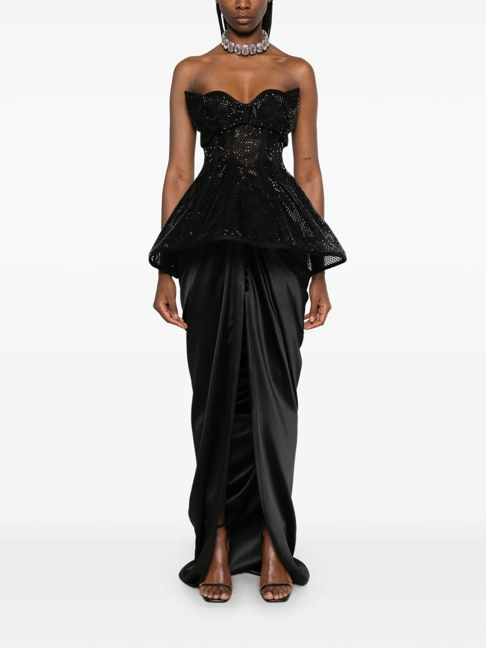 Crystal-Embellished Corset And Maxi Skirt Set