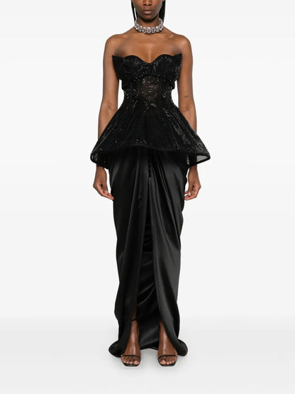 Crystal-Embellished Corset And Maxi Skirt Set