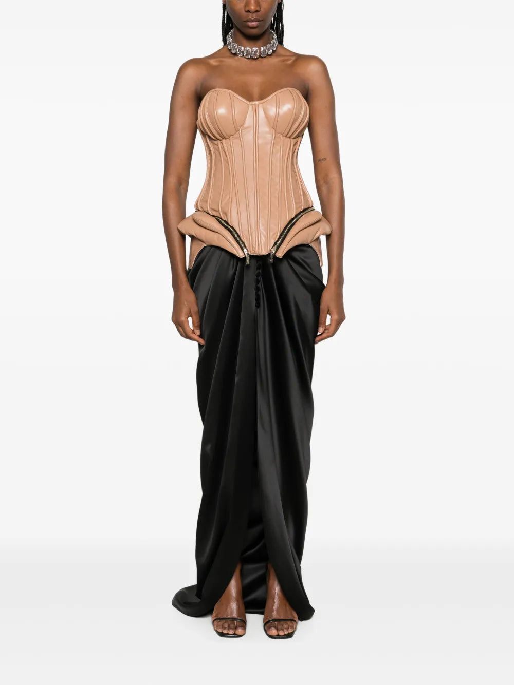Leather Corset And Maxi Skirt Set