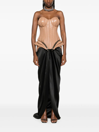 Leather Corset And Maxi Skirt Set