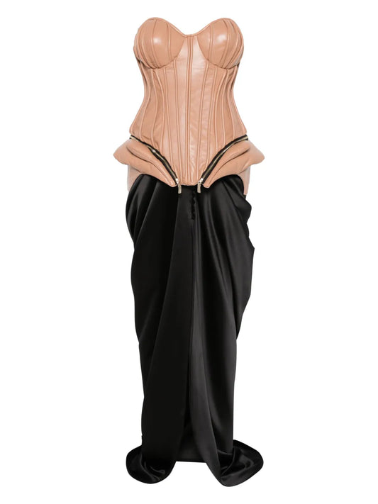Leather Corset And Maxi Skirt Set