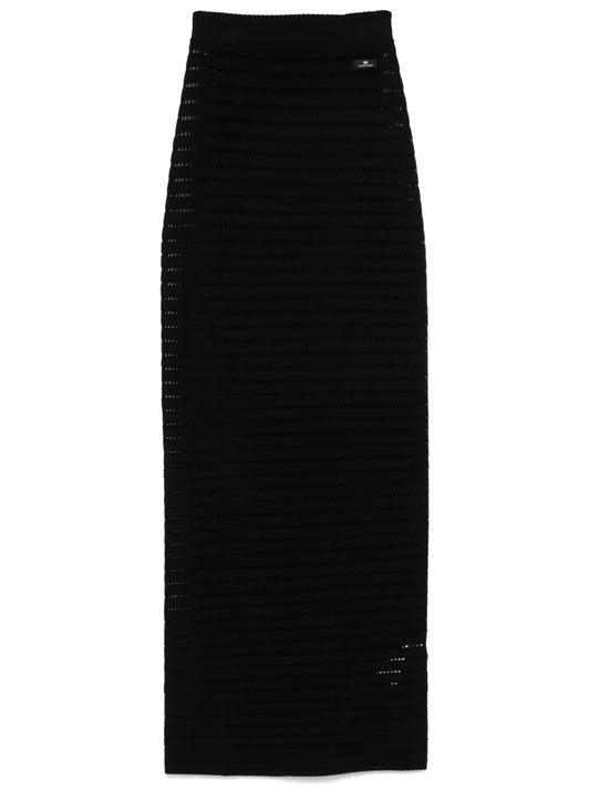 Pointelle-Knit Midi Skirt