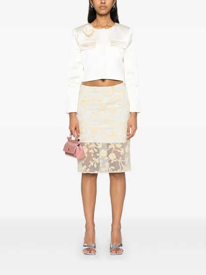 3D-Flower Satin Jacket