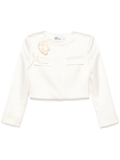 3D-Flower Satin Jacket