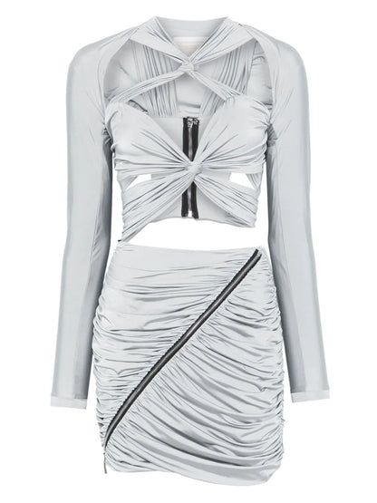 Draped Cut-Out Mini Dress