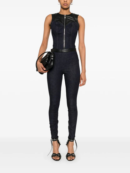 Leather-Insert Leggings