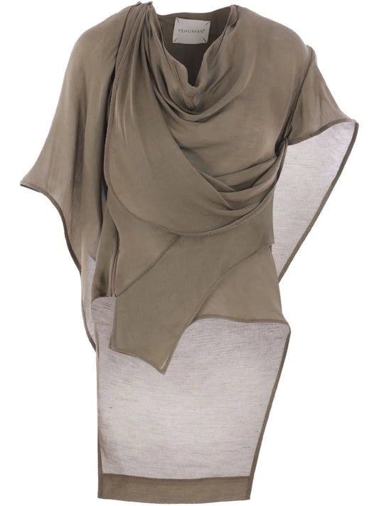 Draped Hooded Top