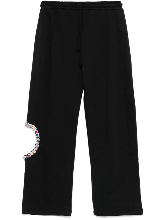 Rhinestone-Embellished Track Pants