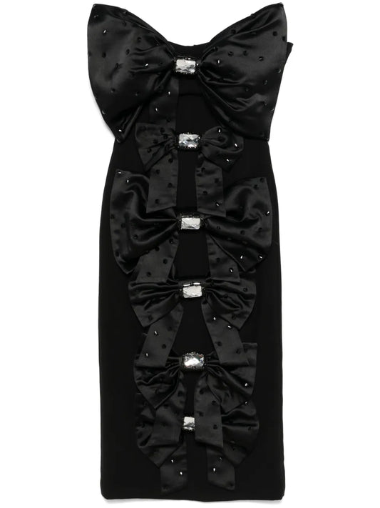Bow-Embellished Midi Dress
