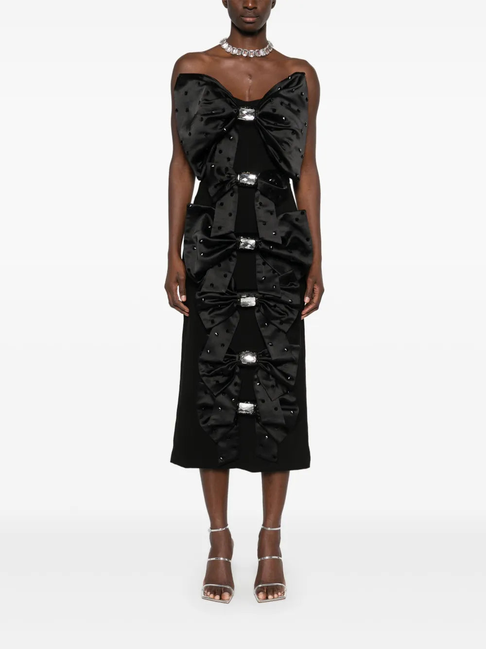 Bow-Embellished Midi Dress