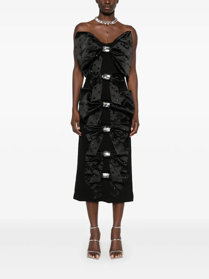 Bow-Embellished Midi Dress