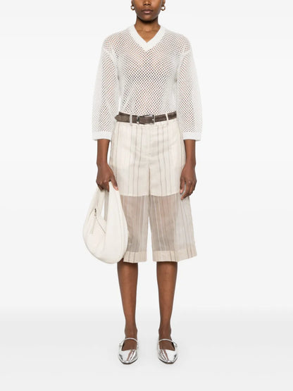 Striped Knee-Length Shorts