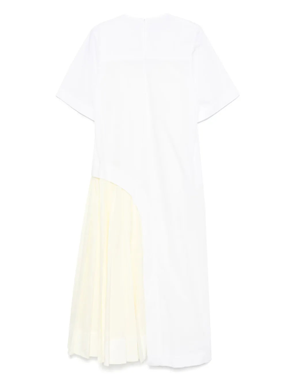 Pleat-Insert Cotton Midi Dress