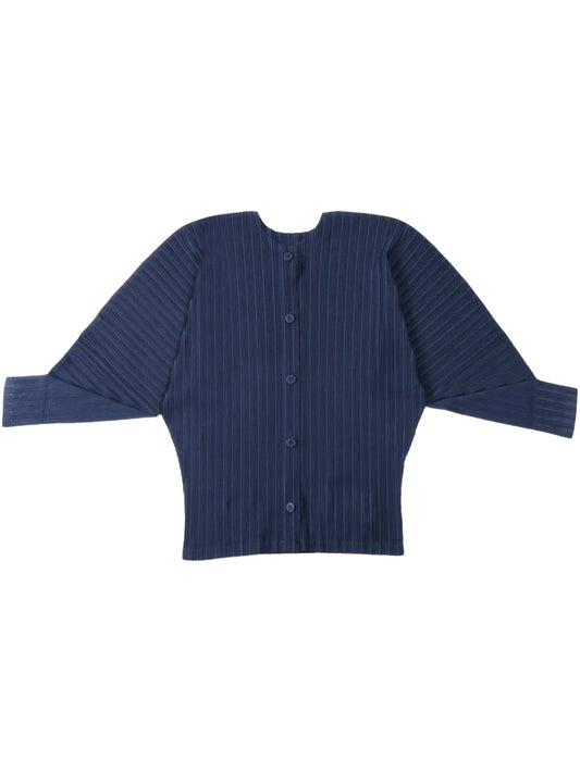 Ribbed Pleated Cardigan