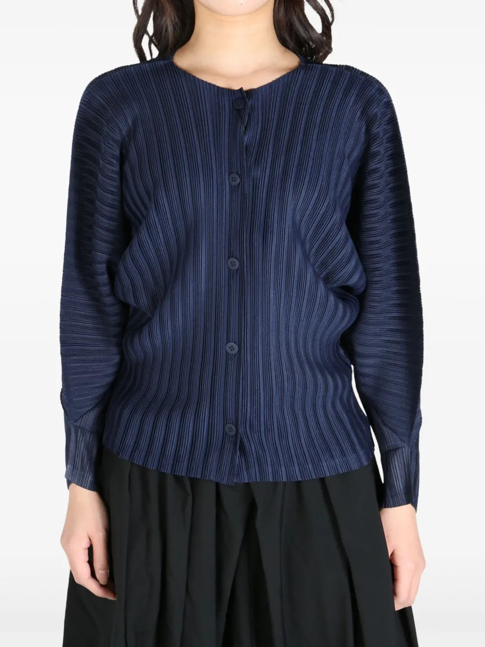 Ribbed Pleated Cardigan