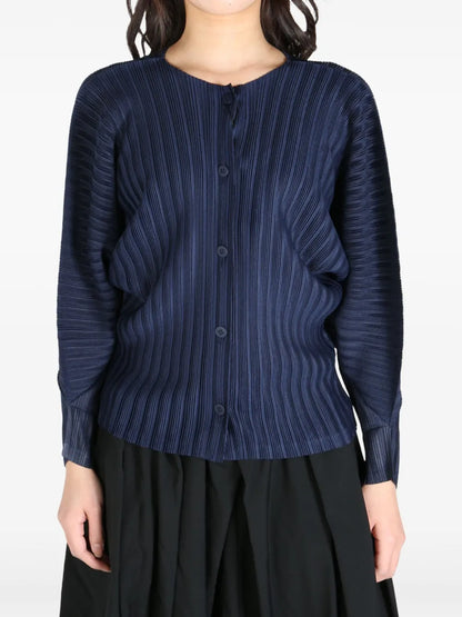 Ribbed Pleated Cardigan