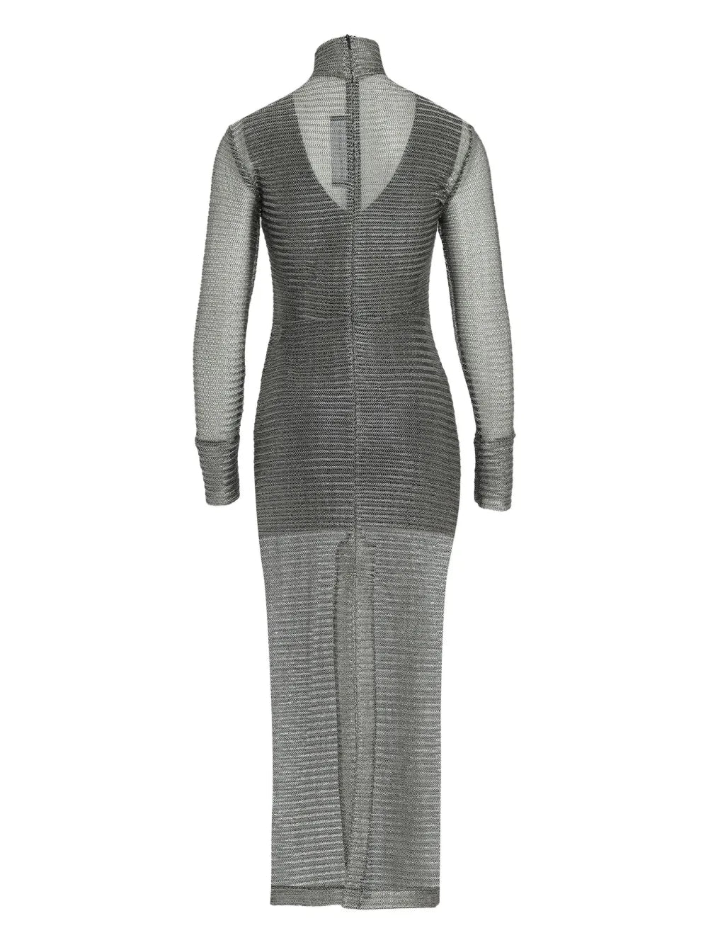 Metallic-Effect High-Neck Dress